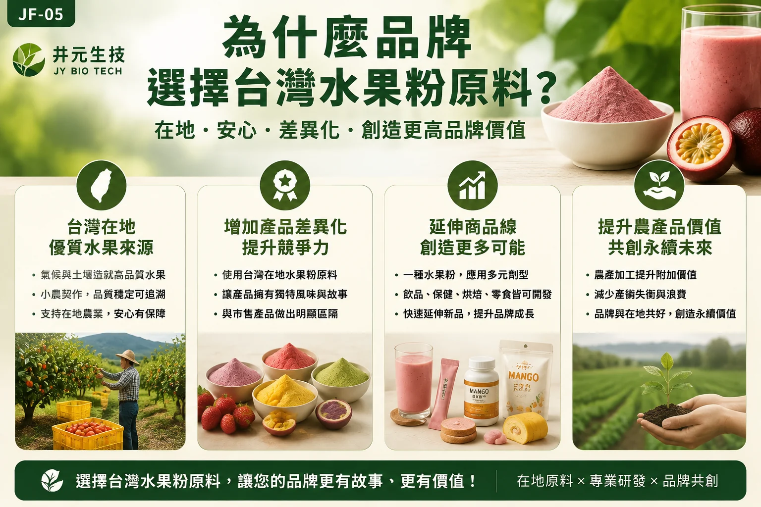 品牌選擇台灣水果粉原料的四大價值
