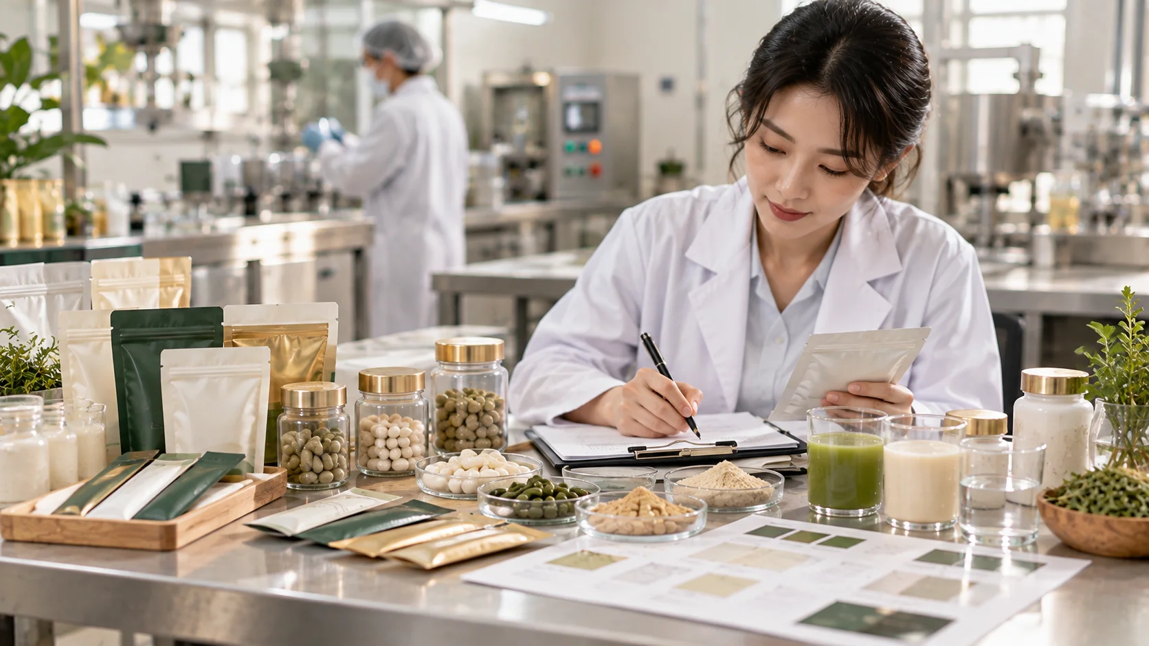 小量打樣的粉包與膠囊樣品和規格紀錄